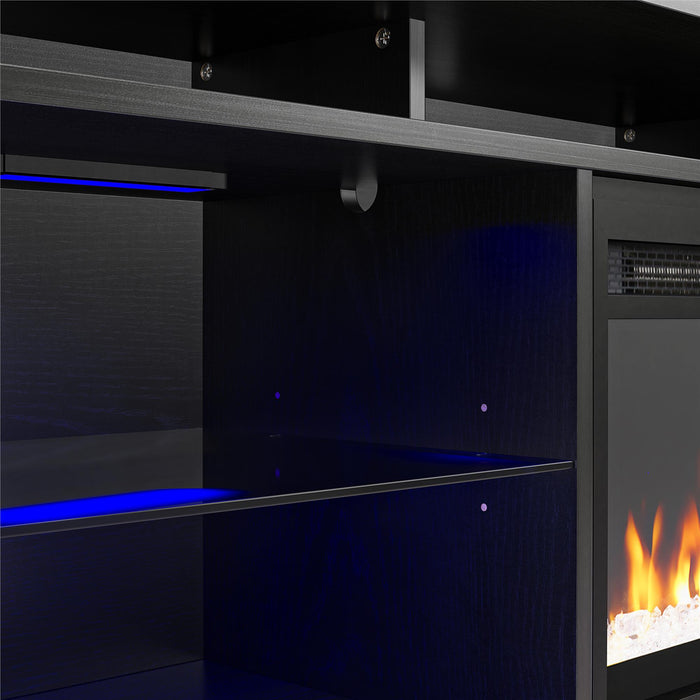 Ameriwood Home Luna Electric Fireplace TV Stand for TVs up to 65\" - Black Oak