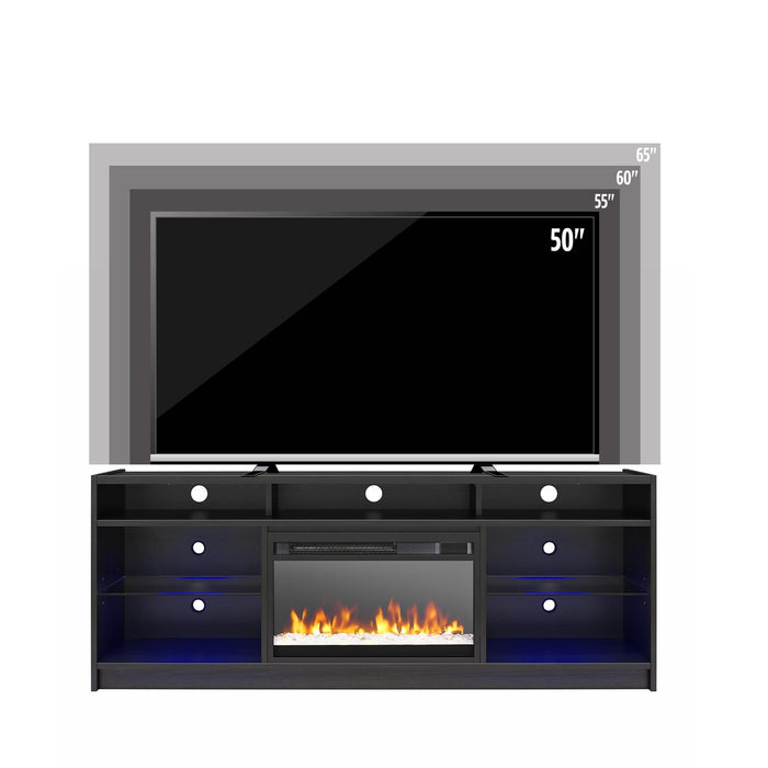 Ameriwood Home Luna Electric Fireplace TV Stand for TVs up to 65\" - Black Oak