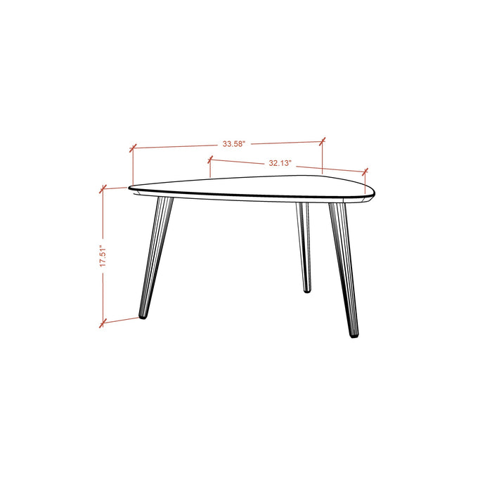 Manhattan Comfort Utopia 17.51\" High Triangle Coffee Table with Splayed Legs - White Gloss
