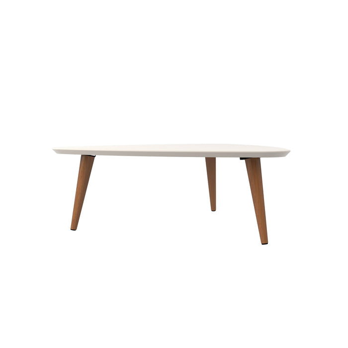 Manhattan Comfort Utopia 17.51\" High Triangle Coffee Table with Splayed Legs - Off White & Maple Cream