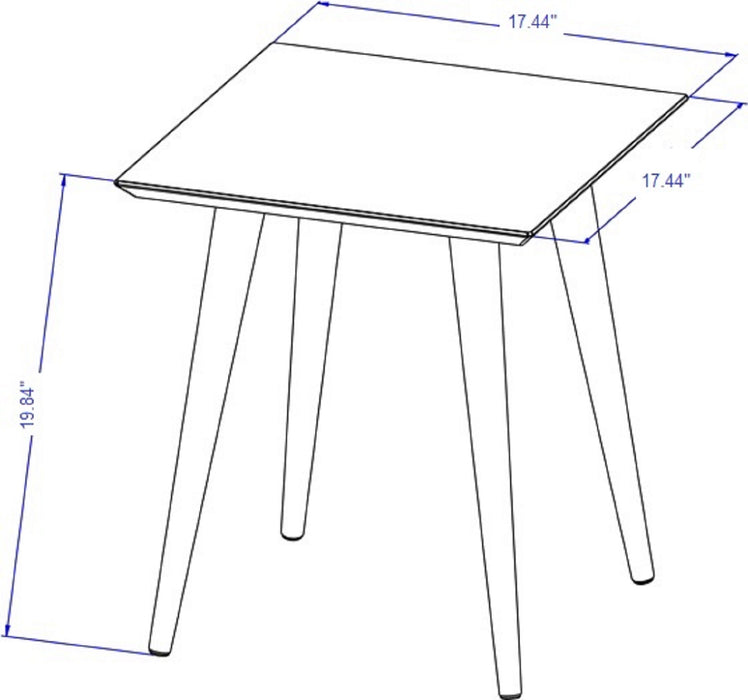 Manhattan Comfort Utopia 19.84\" High Square End Table with Splayed Wooden Legs - Off White & Maple Cream