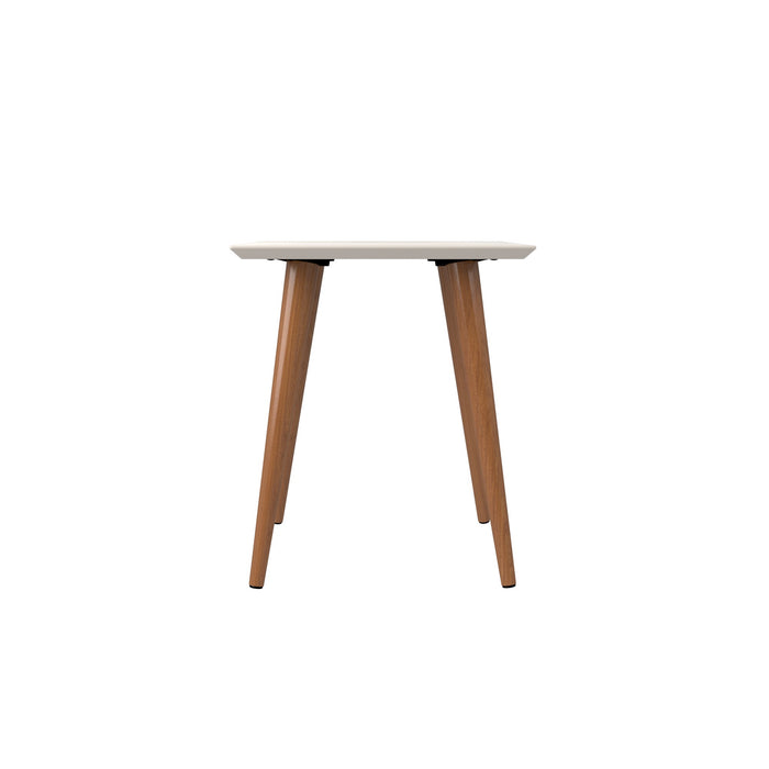 Manhattan Comfort Utopia 19.84\" High Square End Table with Splayed Wooden Legs - Off White & Maple Cream