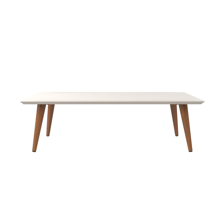 Manhattan Comfort Utopia 17.52\" High Rectangle Coffee Table with Splayed Legs - Off White & Maple Cream