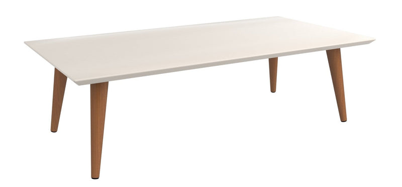 Manhattan Comfort Utopia 17.52\" High Rectangle Coffee Table with Splayed Legs - Off White & Maple Cream