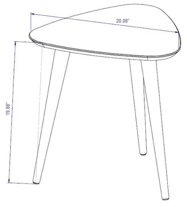 Manhattan Comfort Utopia 19.88\" High Triangle End Table with Splayed Wooden Legs - White Gloss