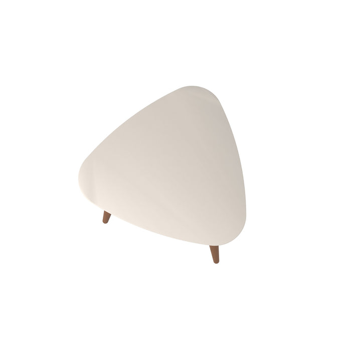 Manhattan Comfort Utopia 19.88\" High Triangle End Table with Splayed Wooden Legs - Off White
