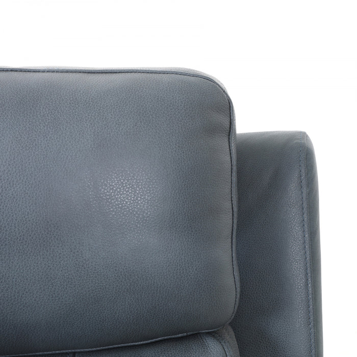 Bellamy 37 in. Leather Match Power Glider Recliner with Adjustable Headrest and USB - Blue