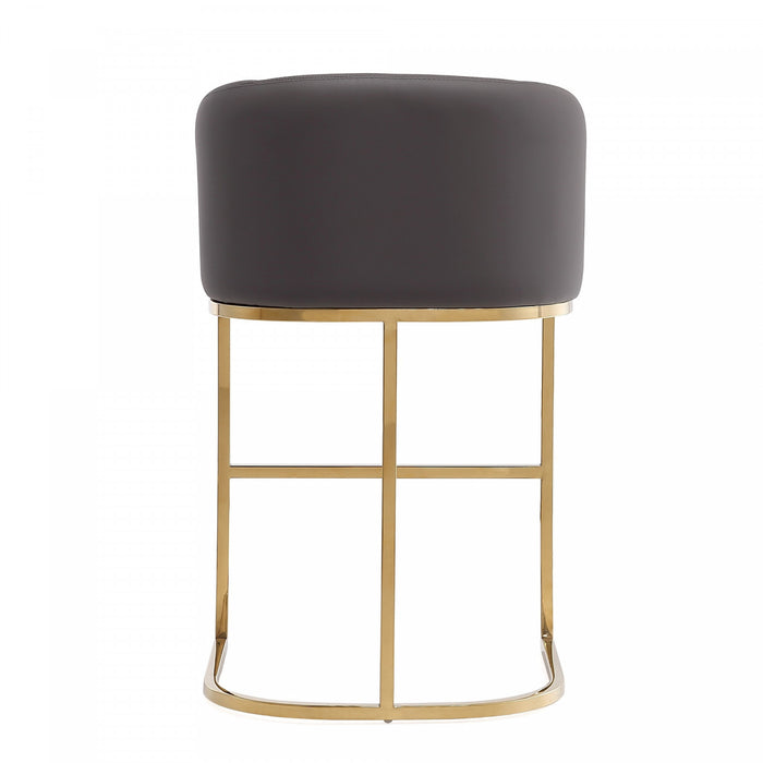 Louvre Mid-Century Modern Metal Upholstered Counter Stool in Gray - Set of 3