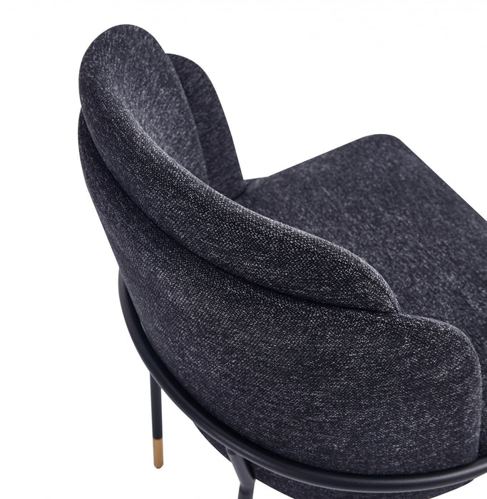 Flor Modern Metal Twill Weave Dining Chair in Black - Set of 2