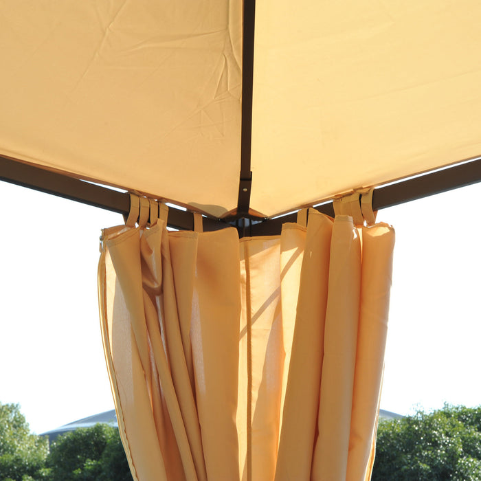 Outsunny 10x10ft Patio Gazebo Canopy Double-tire Garden Shelter Outdoor Sun Shade With Curtains, Beige