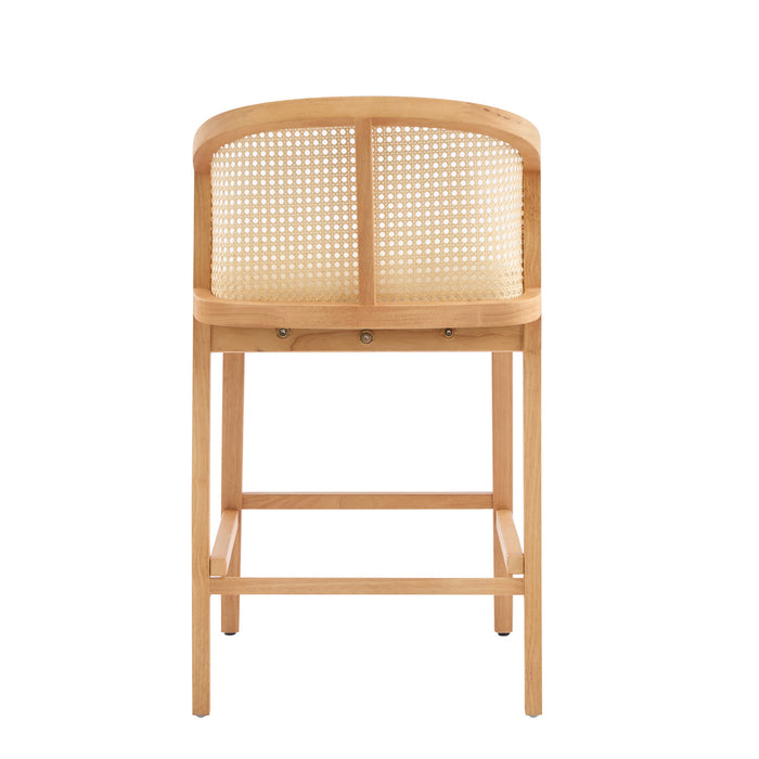 Tatti Rubber Wood Counter Stools with Cane Back Set of 4,Beige