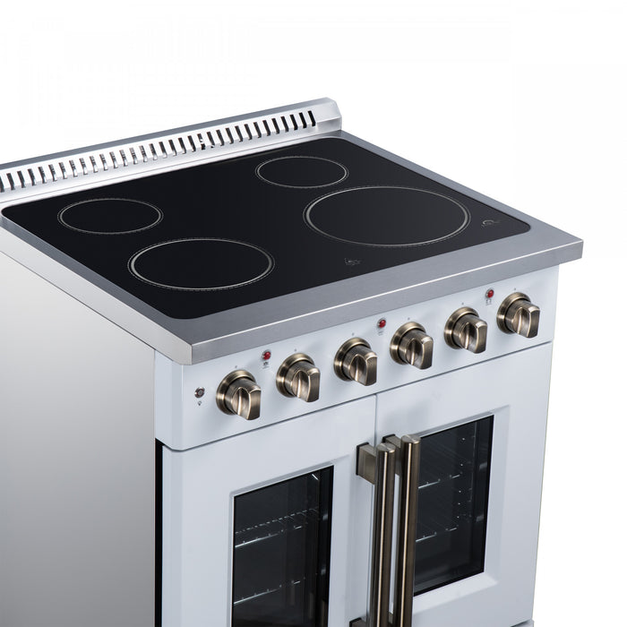 Galiano 30 Inch French Door Electric Range, 4 radiant burners, 4.32 cu.ft., White - FFSEL6917-30WHT