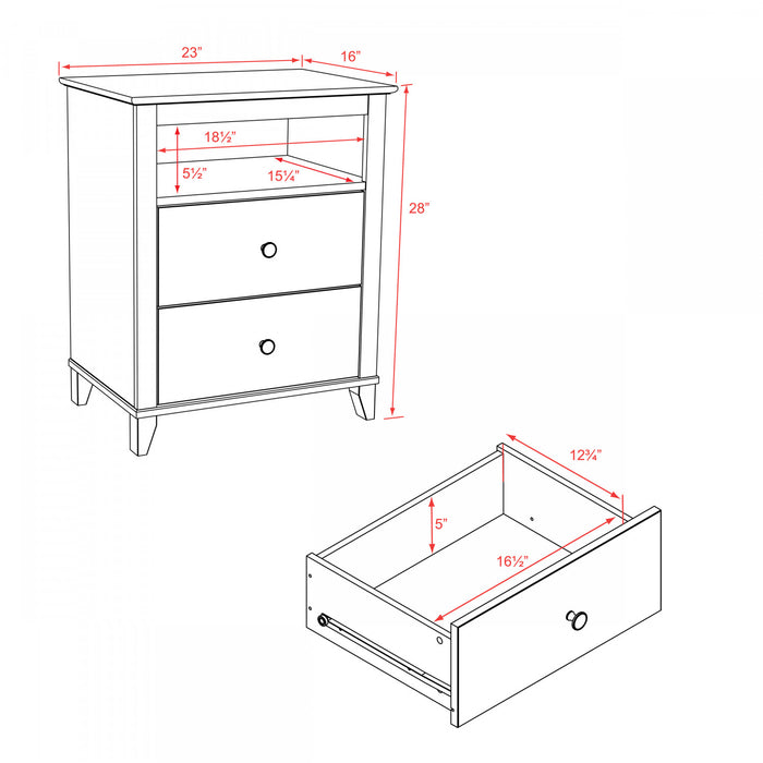 Yaletown 2-Drawer Tall Nightstand - Espresso