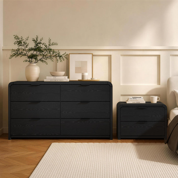 Grace Modern 60\" Dresser in Black (6-Drawer)