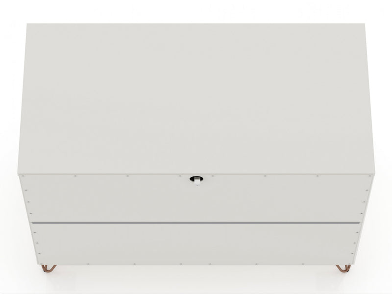 Rockefeller Mid-Century Modern 35\" Dresser in Off White (3-Drawer) - Set of 2