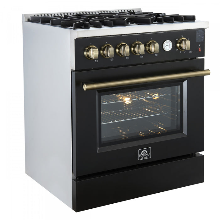 Forno Giovanni 30-inch Gas Range Black, 4.32 cu.ft, -FFSGS6274-30BLK