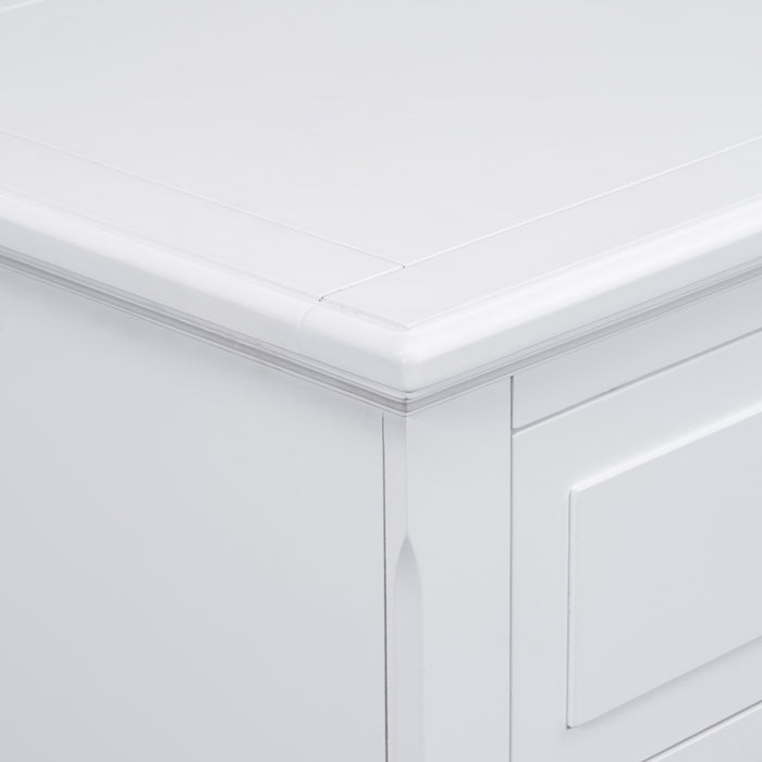 U_Style 28 Inch Painted Nightstand with 3 Smooth-Glide Drawers and Rubberwood Legs, White