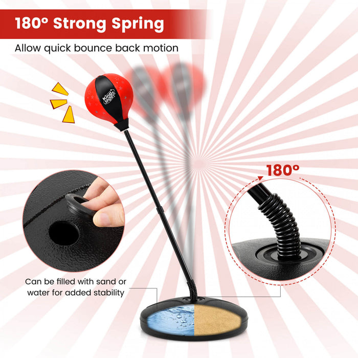 Costway Kids Punching Bag Toy Set Adjustable Stand Boxing Glove Speed Ball W/ Pump New