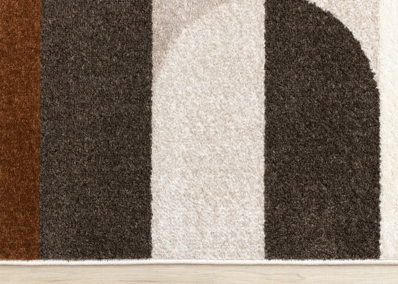 Marley Geometric Curves Taupe Oxblood Area Rug - 5'3\" x 7'7\"