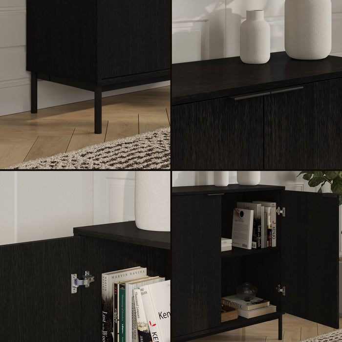 Nordika Slim 2-Door Storage Cabinet - Black