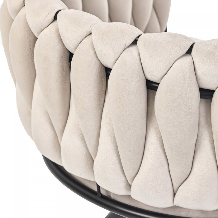 Amelia Velvet Swivel Dining Chairs with Tufted Upholstered and Metal Legs Set of 4, Beige
