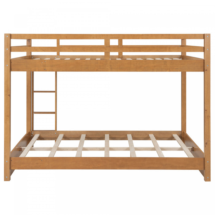 Ethan Solid Wood Queen Size Bunk Bed with Ladder, Sturdy & Space-Saving, Brown