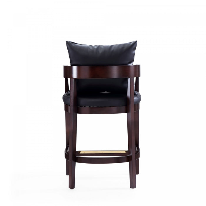 Ritz Mid-Century Modern Wood Upholstered Counter Stool in Black - Set of 2