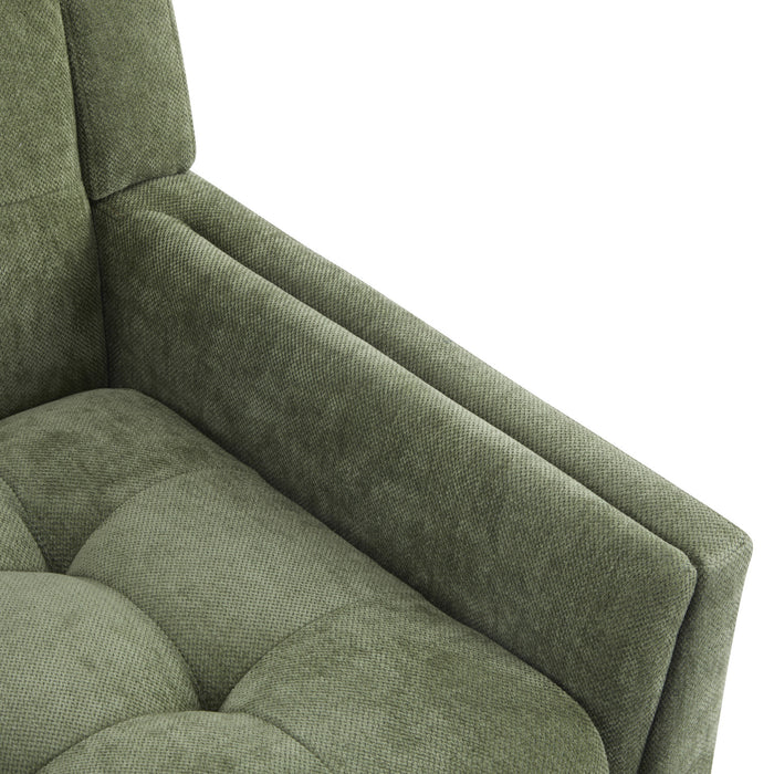 Midway Mid-Century Modern Armchair with Tufted Waffle Stitch, Green, Walnut