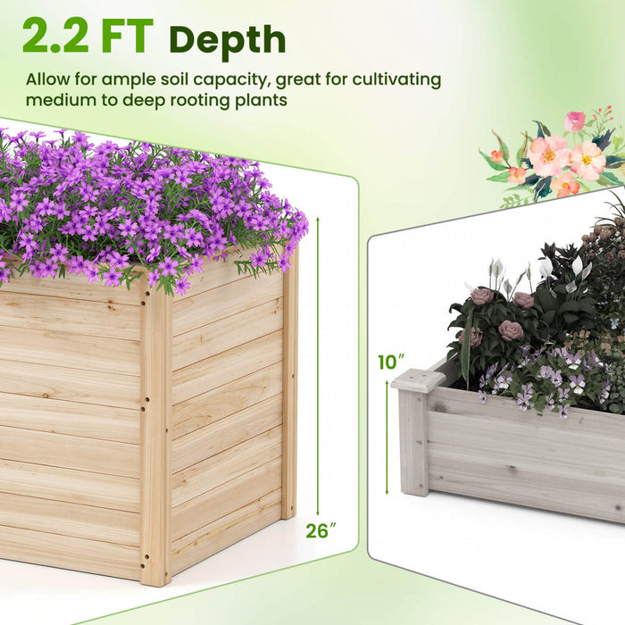 Costway 2 Pcs Elevated Planter Box With Open-ended Base For Deep-rooted Vegetable