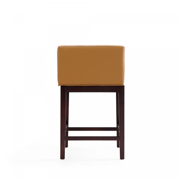 Kingsley Mid-Century Modern Wood Upholstered Counter Stool in Camel - Set of 3