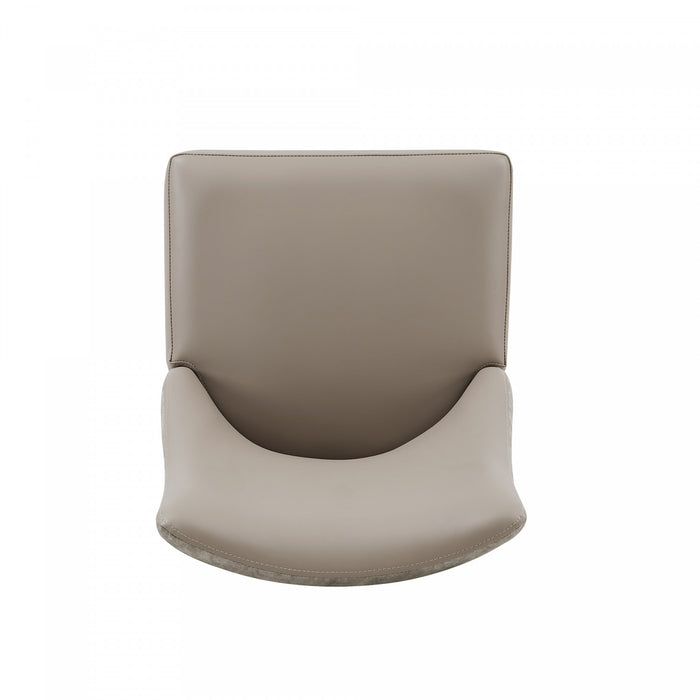 Connie Modern Vegan Leather and Velvet Wood Dining Chair in Taupe - Set of 4