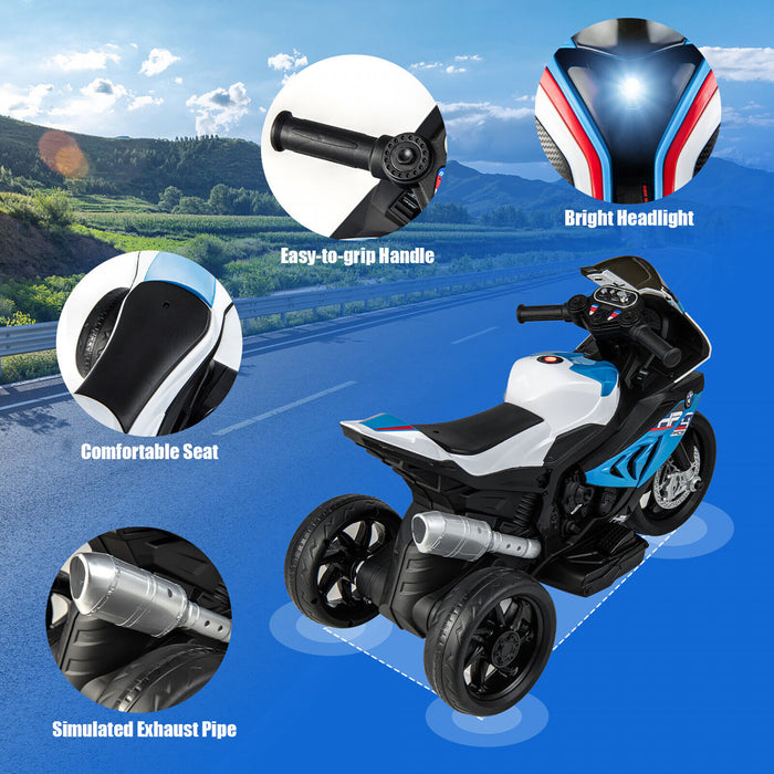 12v Kids Ride On Motorcycle Licensed Bmw 3 Wheels Electric Toy W/ Light & Music Blue