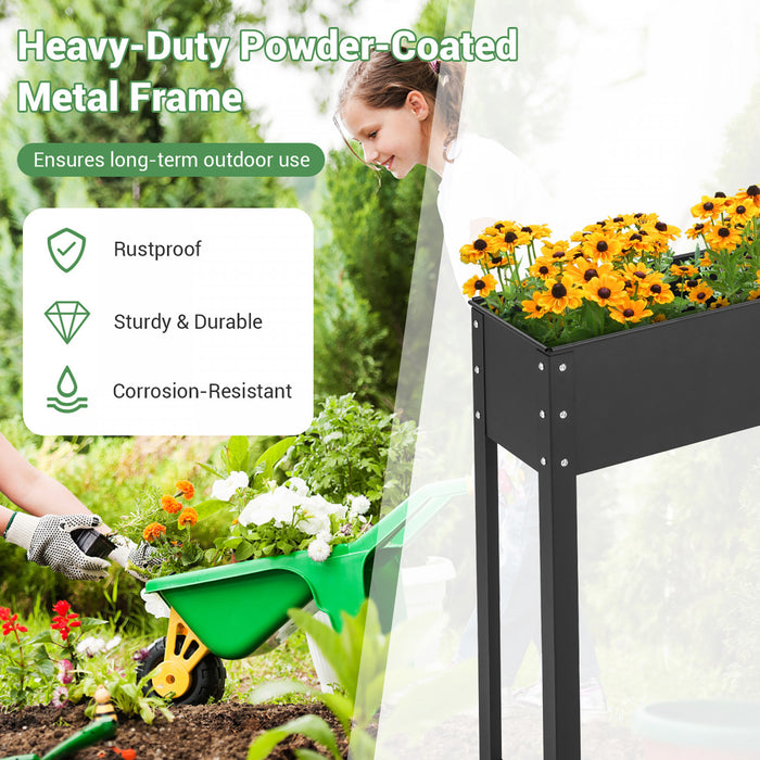 Costway 40\" Raised Garden Bed With Legs Metal Elevated Planter Box Drainage Hole Backyard