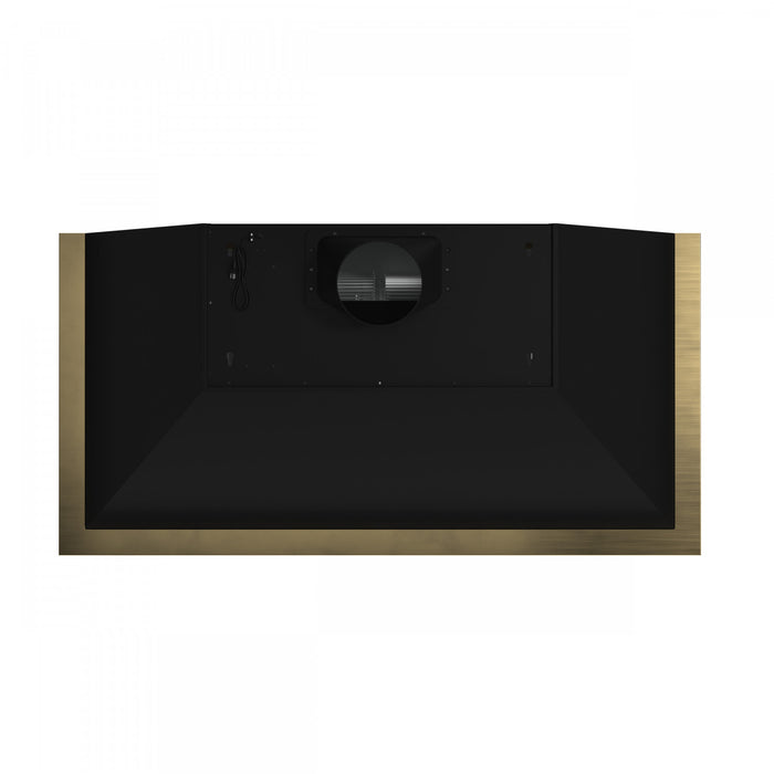 Forno Vittorio 48-Inch Wall Mount Range Hood, Black with Antique Brass Trim -FRHWM5078-48BLK