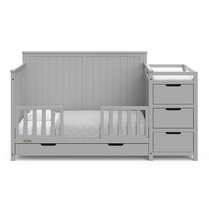 Graco Hadley 5-in-1 Convertible Crib and Changer with Drawer - Pebble Gray