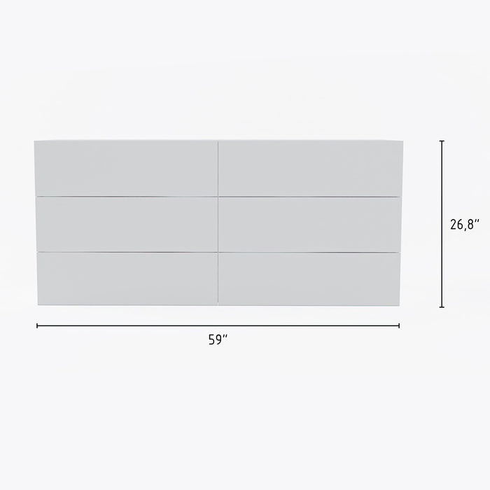 Nordika James 6-Drawer Dresser - White