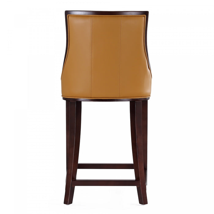 Fifth Avenue Traditional Wood Upholstered Counter Stool in Camel - Set of 3