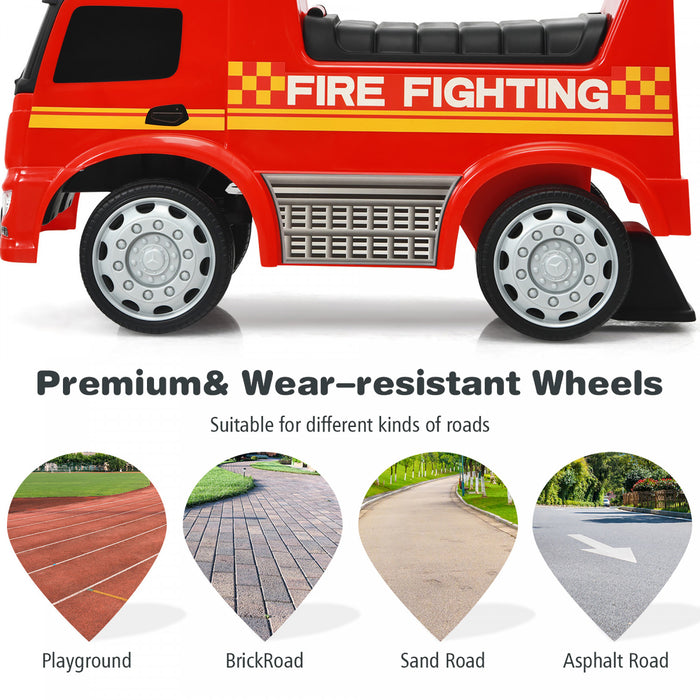 Costway Kids Ride On Fire Engine Licensed Mercedes Benz Push And Ride Racer Red