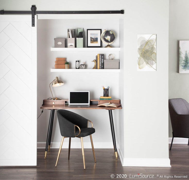 LumiSource Claire Velvet Contemporary Glam Dining Chair - Gold/Black