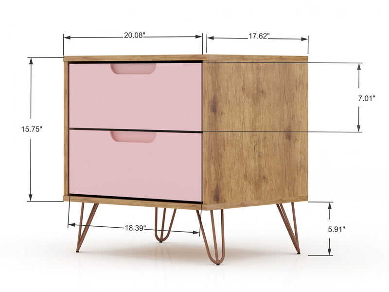 Rockefeller Mid-Century Modern 2-Piece Dresser Set in Pink