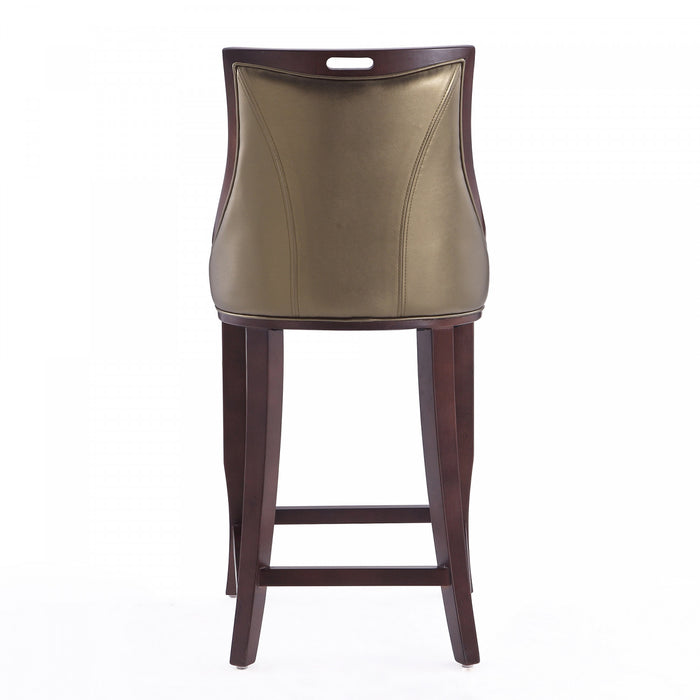 Emperor Traditional Wood Upholstered Barstool in Bronze - Set of 2