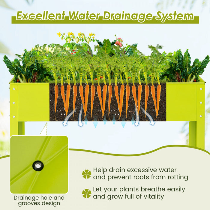 Costway 40\" Raised Garden Bed With Legs Metal Elevated Planter Box Drainage Hole Backyard Green