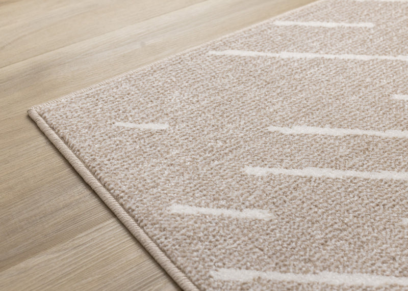 Covington Beige Cream Diagonal Rain Streaks Design Rug, 7'10\" x 10'6\" Indoor Area Rug
