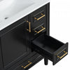 Emerson 30 Inch Bathroom Vanity with Ceramic Sink and Three Drawers, Black | Emerson Meuble de salle de bain 30 pouces avec vasque en ceramique et trois tiroirs, Noir