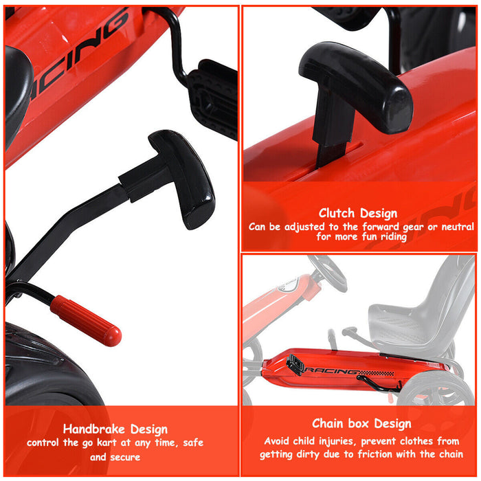 Costway Xmas Gift Go Kart Kids Ride On Car Pedal Powered Car 4 Wheel Racer Toy Stealth Outdoor