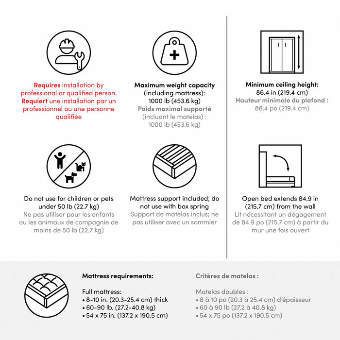 Bestar Pur 59\" Full Murphy Bed - Black Walnut