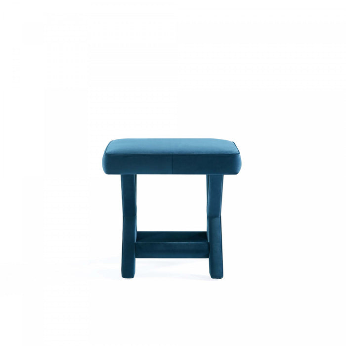 Abigail Mid-Century Modern Upholstered Velvet Accent Bench in Blue