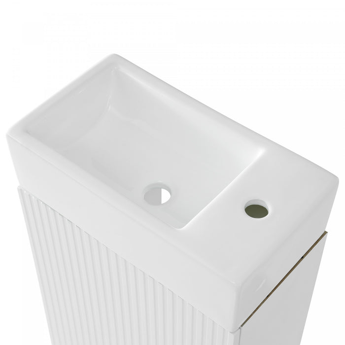Ethan 18.6\" Bathroom Vanity with Sink and Adjustable Shelf, White