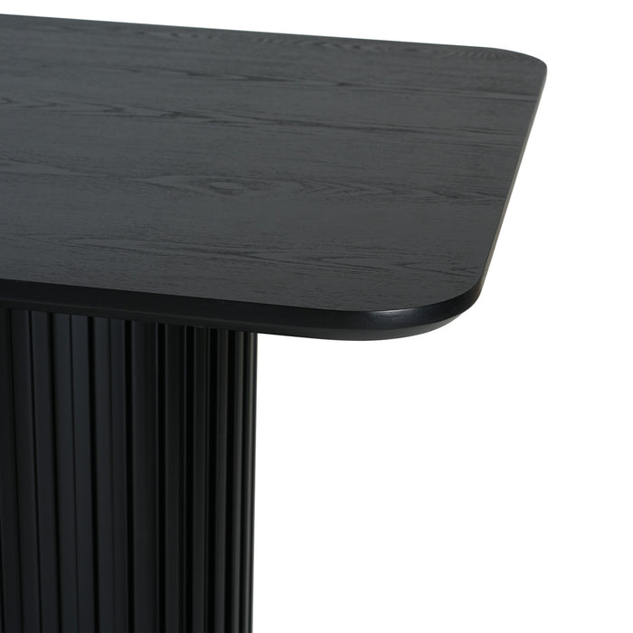 Jett 63 Inch Modern Industrial Dining Table with MDF & Iron Pedestal Base, Black