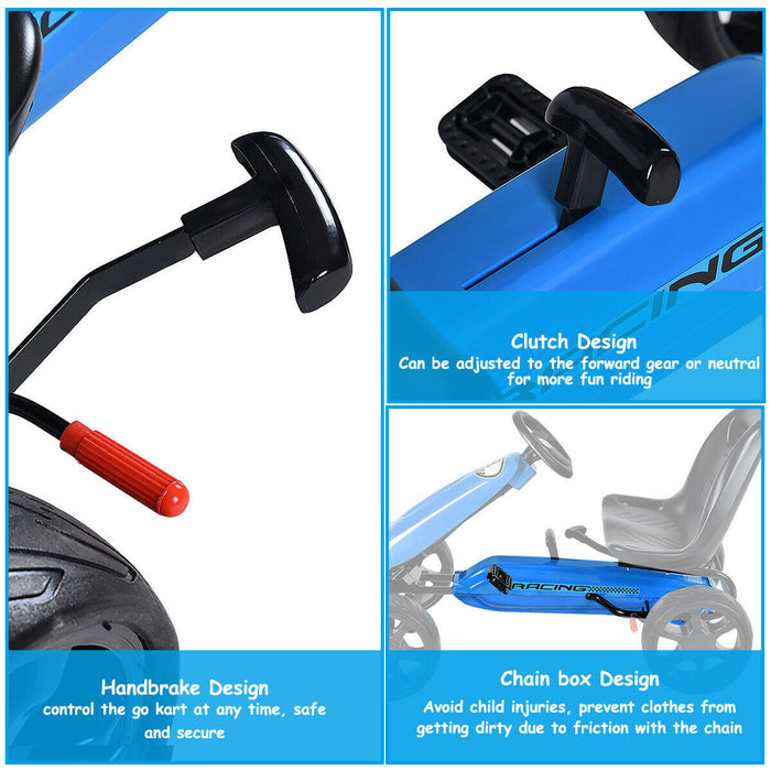 Costway Xmas Gift Go Kart Kids Ride On Car Pedal Powered Car 4 Wheel Racer Toy Stealth Outdoor